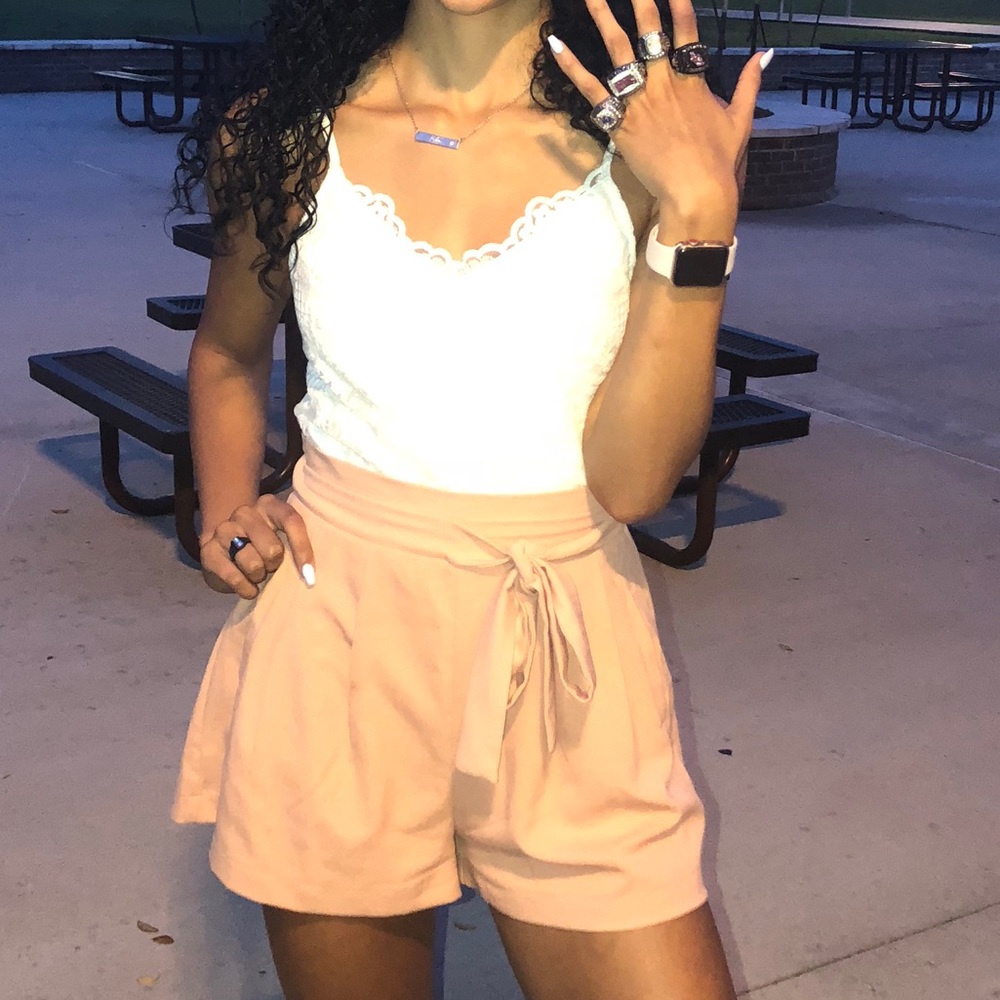 Lace detail top romper